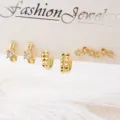 Chique vergulde zirkonia oorringen en oorknoppen set, modieuze sieraden voor dames. - Set 6 (A-006) / Goud