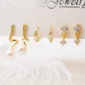 Vergulde zirkonia kraakbeen creolen en parel hangende oorbellen sieraden set voor dames - Set 2 (A-002) / Goud
