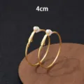 Vergulde grote creolen voor dames, minimalistisch eenvoudig cirkel ontwerp 4cm maat dagelijks - Clip-On Earrings / 4cm / Goud