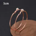 Roségoud grote creolen 5cm statement metalen clip oorbellen voor vrouwen elegante sieraden - Clip-On Earrings / 5cm / Roségoud