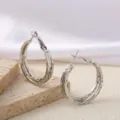 Zilveren meerlagige gefacetteerde creolen voor dames, minimalisten trendy stijlvolle oorbellen. - Stijl 009 / 25mm / Witgoud