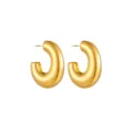 Chique 18K vergulde dikke C-vormige oorringen creolen, elegante minimalistische retro stijl. - Oorbellen 1 / Goud