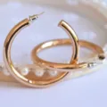Klassieke dikke vergulde creolen voor dames, lichtgewicht hol metalen ontwerp voor dagelijks. - 40*5MM / Goud