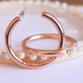 Roségouden creolen, holle messing grote cirkel oorbellen voor vrouwen, stijlvolle sieraden. - 40*5MM / Roségoud