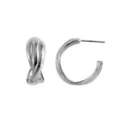 Zilveren gedraaide creooloorringen voor dames, elegant geometrisch C-vormig design sieraden. - Oorbellen 4 / Wit K/Zilver