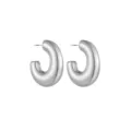 Dikke zilverkleurige C-vormige oorringen minimalistische metalen oorbellen voor dames - Oorbellen 1 / Wit K/Zilver