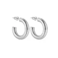 Zilveren metalen C-vorm creoolse oorbellen minimalistische sieraden voor vrouwen - Oorbellen 3 / Wit K/Zilver