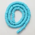 Lichtblauwe 6mm platte ronde polymeer klei kralen streng voor DIY handgemaakte sieraden maken. - Kleur #8
