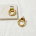 Gouden oorknopjes met meerdere ringen en gladde vierkante kop, elegante mode sieraden. - Stijl 1 Goud