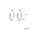 Klassieke zilveren 25mm creolen voor vrouwen, minimalistische dagelijkse sieraden stijl. - 25*5mm / Wit K/Zilver