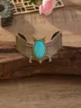 Vintage punk stijl turquoise vleermuis vleugel manchet armband, prachtig textuur detail. - Antiek brons nr. 4