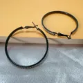 Zwarte metalen strass oorringen klassiek ontwerp stijlvolle dames mode sieraden - 5cm / Zwart