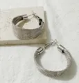 Zilveren gevorderde creolen oorbellen, opvallende minimalistische statement sieraden - Stijl 2 Zilver