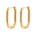 Gouden geometrische rechthoekige oorringen voor dames, minimalistische messing sieraden. - 25x14mm / Stijl 2 Goud
