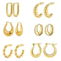 Gouden oorringen set minimalistische geometrische statement oorbellen voor dames mooi - 6-delige set nr. 1, goud
