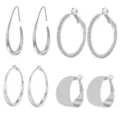 Zilveren oorbellen set voor vrouwen mode sieraden geometrische druppel metalen oorringen - 4 Paar Set (Stijl 4) / Witgoud