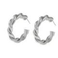 Zilveren getwiste creooloorringen, minimalistisch geometrisch C-vormig design, sieraden. - Stijl 1 Zilver
