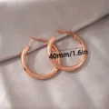 Minimalistische 40mm roségoud dikke C-vormige oorbellen, elegante koperen mode sieraden. - 40mm / Roségoud