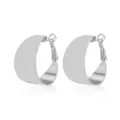 Zilveren chunky creolen voor dames, minimalistische gepolijste brede C-vormige oorbellen. - 25mm / Witgoud