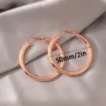 Roségouden oorbellen 50mm dikke C-vormige minimalisten van koper mode sieraden voor dames - 50mm / Roségoud