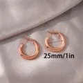 Grote roségouden creolen 25mm C-vormige geometrische oorbellen minimalistische dames sieraden - 25mm / Roségoud