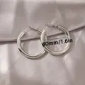 Zilveren dikke C-vormige creolen 40mm minimalistische messing mode sieraden variant - 40mm / Witgoud