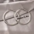 Grote zilveren creolen 60mm dikke metalen cirkel oorbellen minimalisten sieraden - 60mm / Witgoud