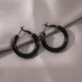Klassieke zwarte dikke creolen voor dames, modern minimalistisch C-vormig metalen ontwerp chic. - 30mm / Zwart