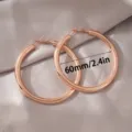 Klassieke 60mm rosegoud messing creolen voor vrouwen, minimalistisch dik C-vormig ontwerp. - 60mm / Roségoud