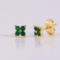 Vergulde koperen oorknopjes met groene zirkonia stenen voor dames elegante dagelijkse mode. - Model-005