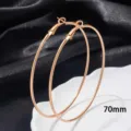 Roségoud grote creolen voor vrouwen, 70mm roestvrijstalen ronde oorknopjes sieraden. - 70mm / Roségoud