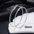 60mm roestvrijstalen grote creolen voor dames, vervagingsvrij veergesp ontwerp voor mode. - 60mm / Staal Kleur