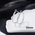 30mm roestvrijstalen hoepel oorbellen voor vrouwen, zilveren veergesp grote cirkel. - 30mm / Staal Kleur