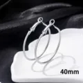 Roestvrijstalen creolen voor dames, 40mm grote zilveren cirkel oorbellen met handige sluiting. - 40mm / Staal Kleur