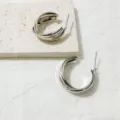 Zilveren meervoudige creolen oorbellen, elegante metalen cirkel variant stijlen. - Oorbellen 13 mm in witgoud