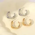Minimalistische geometrische meerlaagse metalen oorringen, elegante retro oorbellen chic - Oorbellen 8
