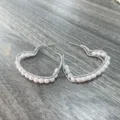 Zilveren hartvormige parel creolen elegante en veelzijdige mode sieraden voor dagelijks - Hart Half Rond Parel Stijl (Stijl 4) / Witgoud