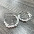 Dubbellaagse geometrische parel oorbellen in zilver, minimalistische stijl sieraden. - Dubbellaags Zeshoek Parel Stijl (Stijl 5) / Witgoud