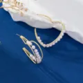 Vergulde hartvormige oorbellen met parels, elegante minimalistische sieraden voor. - Hart Parel Kralen Stijl (Stijl 4) / Goud
