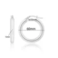 Zilveren grote creolen 60mm glad hol licht design stijlvolle dagelijkse sieraden voor vrouwen - 60 mm dik zilver
