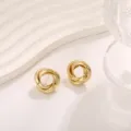 Minimalistische gouden geometrische verstrengelde oorbellen voor dames, chique stijl. - Geometrische In elkaar Grijpende Dubbele Ring Stijl (A-006) / Goud