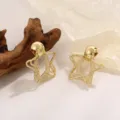 Gouden geometrische ster oorbellen nissenontwerp trendy elegante sieraden voor vrouwen. - Pentagram Holle Kwastje Stijl (A-007) / Goud