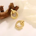 Elegante multi-loop geometrische gouden oorbellen voor dames, chic accessoire. - Geometrische Multi-Layer Creolen Stijl (A-009) / Goud