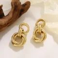 Minimalistische gouden geometrische ineengevlochten oorbellen, elegante oorbellen voor vrouwen. - Multi-Ring 3D Verweven Stijl (A-012) / Goud