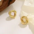 Elegante gouden geometrische oorringen voor dames, chique mode sieraden voor elke dag in stijl. - 3D Kruis Geknoopte Stijl (A-013) / Goud
