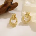 Elegante gouden geometrische holle oorbellen voor dames, minimalistisch chique sieraden. - Geometrische Mesh Holle Stijl (A-014) / Goud