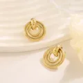 Gouden meerlagige concentrische cirkel geometrische oorbellen voor stijlvolle dames - Multi-Layer Concentrische Wikkel Stijl (A-015) / Goud