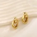 Gouden geometrische oorbellen trendy modieuze statement oorbellen voor dames stijl - Multi-Ring Gestaffelde Verweven Stijl (A-016) / Goud