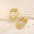 Gouden geometrische hoepel oorbellen, minimalistische elegante metalen oorbellen voor dames. - Multi-Ring Gewikkelde 3D Stijl (A-017) / Goud