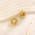 Gouden geometrische knoop oorknopjes minimalistische gewebde oor sieraden voor vrouwen - Multi-Strand Gedraaide Geknoopte Stijl (A-018) / Goud